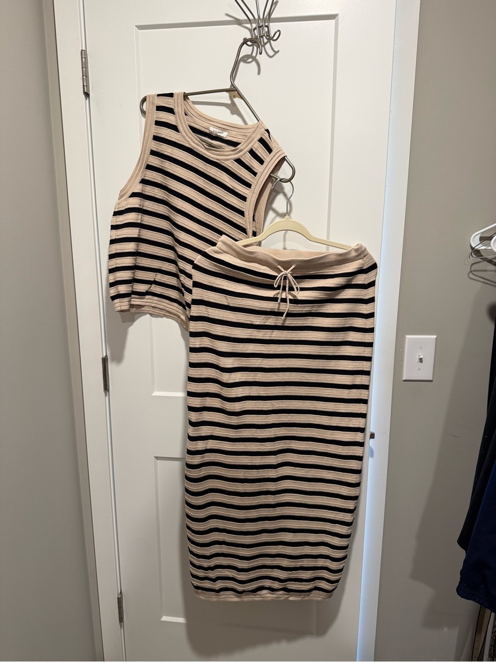 Z Supply Striped Knit Midi Set in Beige and Black